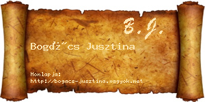 Bogács Jusztina névjegykártya